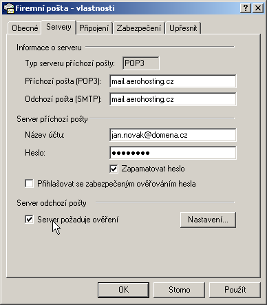 Nastavení e-mailového klienta MS Outlook Express